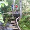 This area at Mt. Moosilauke is so treacherous that the AT Conservancy put in log "stairs" to help hikers-- made it worse for me!